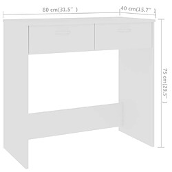 vidaXL Bureau Blanc 80x40x75 cm Bois d'ingénierie pas cher