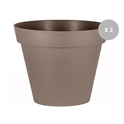 Lot de 2 Pots de fleur rond Toscane Ø 100 x H.79 cm Taupe - Eda 