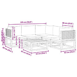 vidaXL Salon de jardin avec coussins 6 pcs bois d'acacia solide pas cher