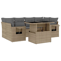 vidaXL Salon de jardin avec coussins 7 pcs beige résine tressée