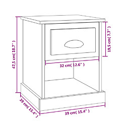 vidaXL Table de chevet blanc 39x39x47,5 cm bois d’ingénierie pas cher