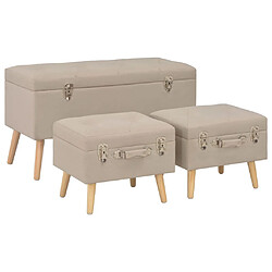 vidaXL Tabourets de rangement lot de 3 Beige Tissu