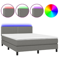 vidaXL Sommier à lattes de lit et matelas et LED Gris foncé 140x190 cm