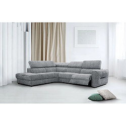 Courtois Laville Canapé d'angle gauche Calvera 5 places avec un relax électrique tissu gris moyen