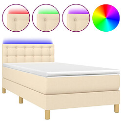 vidaXL Sommier à lattes de lit avec matelas LED Crème 100x200 cm Tissu