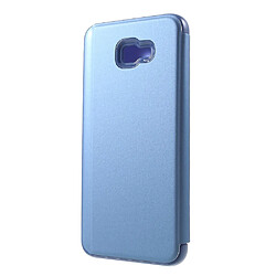 Etui en PU surface de rétroviseur de fenêtre de vue bleu pour votre Samsung Galaxy J4 Plus