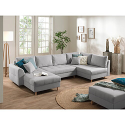 Lisa Design Rune - canapé panoramique - avec pouf d'appoint - 7 places - style scandinave - droit Rune - canapé panoramique - avec pouf d'appoint - 7 places - style scandinave - droit - Gris clair