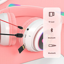 Avis Universal Oreilles de chat mignon casque sans fil casque bluetooth grand casque bluetooth casque LED enfant fille casque téléphone portable casque cadeau bouchon d'oreille |