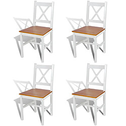 vidaXL Chaises à manger lot de 4 blanc bois de pin