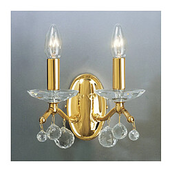 Luminaire Center Applique murale en cristal CARMEN 2 Or 24 Carats 2 ampoules Cristal