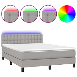 vidaXL Sommier à lattes de lit et matelas et LED Gris clair 140x200 cm