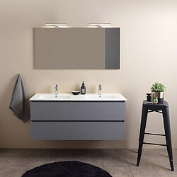 Kiamami Valentina MEUBLE DE SALLE DE BAINS DOUBLE VASQUE 120CM AVEC TIROIRS GRIS | BARCELLONA 