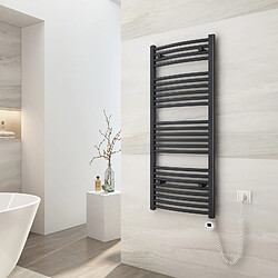 EMKE Sèche-Serviettes Électrique avec Élément Chauffant Thermostat, Chauffe Serviettes à Température Constante de la Salle de Bain, Baguette Chauffante avec Minuterie, 120x50cm, 500W, Anthracite 