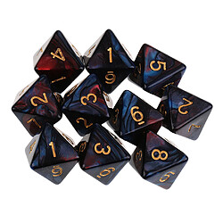 10pcs 8 sided dés d8 dés poliédrique pour les jeux de table des donjons et des dragons Red Blue Dat