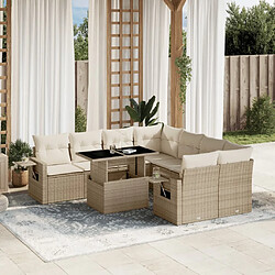 vidaXL Salon de jardin avec coussins 9 pcs beige résine tressée 