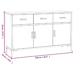 vidaXL Buffet Noir 110x35x70 cm Bois de pin massif pas cher