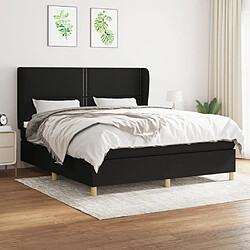 vidaXL Sommier à lattes de lit avec matelas Noir 180x200 cm Tissu