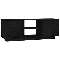 Maison Chic Meuble TV scandinave - Banc TV pour salon Noir 110x30x40 cm Bois de pin massif -MN68823