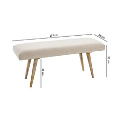 Acheter Mes Banc 2 places 117x38x51 cm en tissu beige et pieds en manguier