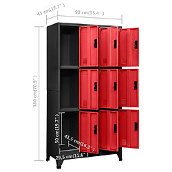 vidaXL Armoire à casiers Anthracite et rouge 90x45x180 cm Acier pas cher