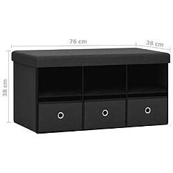 vidaXL Banc de rangement pliable Noir 76x38x38 cm Faux lin pas cher