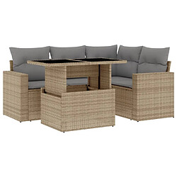 vidaXL Salon de jardin avec coussins 5 pcs beige résine tressée