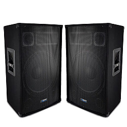 Paire d'enceintes Sono Bass Reflex Trapézoïdal à 3 voies 15"/38cm - 2 x 700W - AUDIO CLUB 15