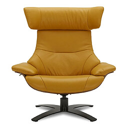 Acheter MY NEW DESIGN NAOS- FAUTEUIL EN CUIR JAUNE MOUTARDE ET CHENE NATUREL