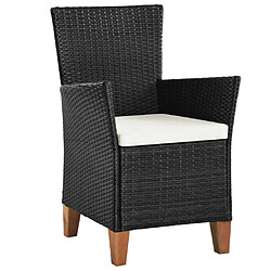 Maison Chic Lot de 2 Chaises de jardin et coussins | chaises Relax d'extérieur Résine tressée Noir -GKD19343