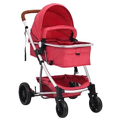 vidaXL Poussette pour bébé 3-en-1 Rouge Aluminium