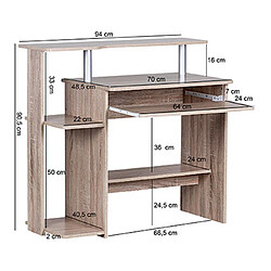 Mes Bureau informatique avec rangements 94x49x91 cm naturel pas cher