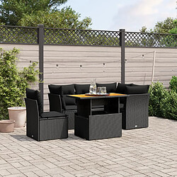 vidaXL Salon de jardin 5 pcs avec coussins noir résine tressée 