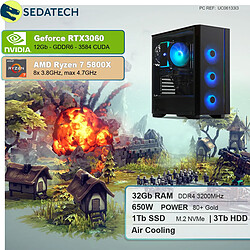 Sedatech PC Gamer • AMD Ryzen 7 5800X • RTX3060 • 32Go RAM • 1To SSD M.2 • 3To HDD • sans OS