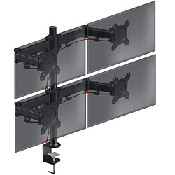 Duronic DM254 Support Quadruple 4 écrans PC à Pince pour Bureau | Hauteur Ajustable | Rotatif/Inclinable/Pivotable | Compatibilité Universelle avec Moniteur d'Ordinateur VESA 75/100 