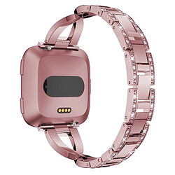 Avis Wewoo Bracelet pour montre connectée en acier inoxydable massif serti de diamants de Fitbit Versa Lite rose