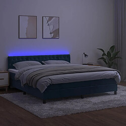 Avis vidaXL Sommier à lattes de lit avec matelas LED Bleu foncé 180x200 cm