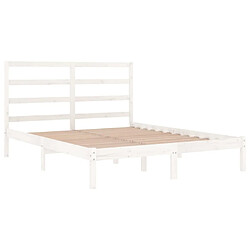 Acheter Maison Chic Lit Moderne Chambre - Cadre/structure de lit pour adulte Blanc Bois de pin massif 140x190 cm -MN27853