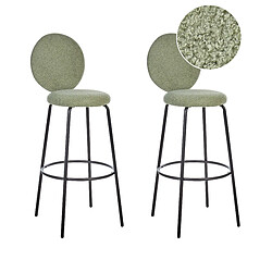 Beliani Tabouret de bar Set de 2 Bouclé Vert clair EMERY