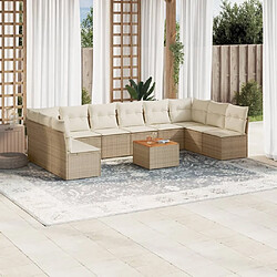 Maison Chic Salon de jardin 11 pcs avec coussins, Ensemble Tables et chaises d'extérieur beige résine tressée -GKD836116