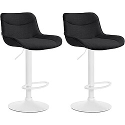 Non Lot de 2 tabourets de bar Vonore tissu blanc 