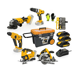 Coffret PACK 7 Outils sans fil 20V VITOPOWER + 3 Batteries + 1 Chargeur rapide + Coffret Vissage + Gants VITO 