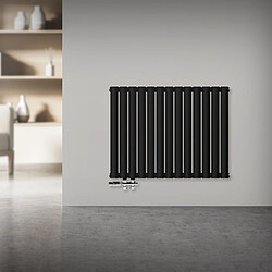 LuxeBath Radiateur noir mat simple couche raccord à gauche au sol traversante 78 x 60 cm 