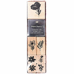 Rico Tampons fleurs - 7 fleurs effet aquarelle - encre noire