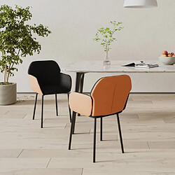 vidaXL Chaises à manger lot de 2 noir tissu et similicuir 