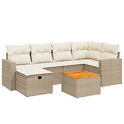 Maison Chic Salon de jardin avec coussins 7 pcs, Ensemble Tables et chaises de jardin, beige résine tressée -GKD353486 