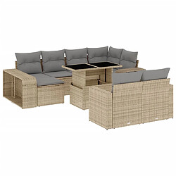 vidaXL Salon de jardin 11 pcs avec coussins beige résine tressée