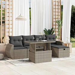 vidaXL Salon de jardin 6 pcs avec coussins gris clair résine tressée 