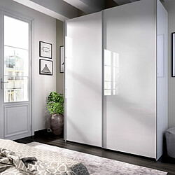 MIRAKEMUEBLE Armoire 2 portes coulissantes 150 cm Slide - Blanc brillant Brillance