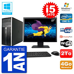 PC HP 6300 MT Ecran 27" Core i5-3470 RAM 4Go Disque 2To Graveur DVD Wifi W7 - Occasion