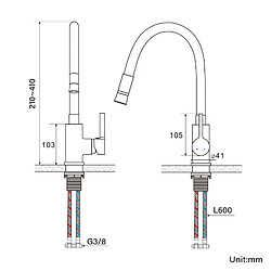 Acheter AURALUM MAX Robinet Cuisine Noir,Mitigeur Cuisine Flexible,2 Modes Pulvérisation,Rotatif 360°, Robinet Evier Cuisine Avec Perlator Economiseur D'Eau